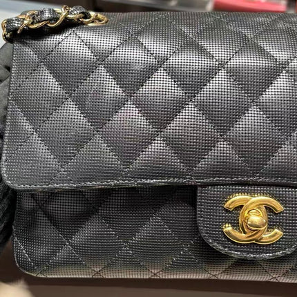 Chanel Classic Flap Medium 2016 Black Pixel Effect Calfskin Leather Gold Hardware