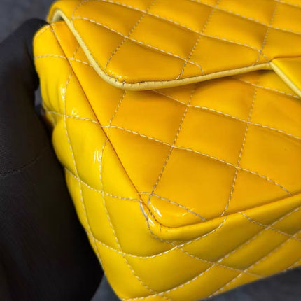 Chanel Classic Flap Rectangular Mini Yellow Patent Leather Silver Hardware, 2014-2015