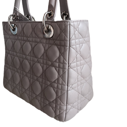 Sold Lady Dior Grey Cannage Leather Medium no strap