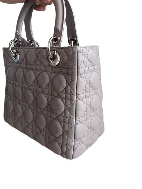 Sold Lady Dior Grey Cannage Leather Medium no strap