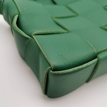 Sold Bottega Veneta Cassette Green Leather Crossbody Bag