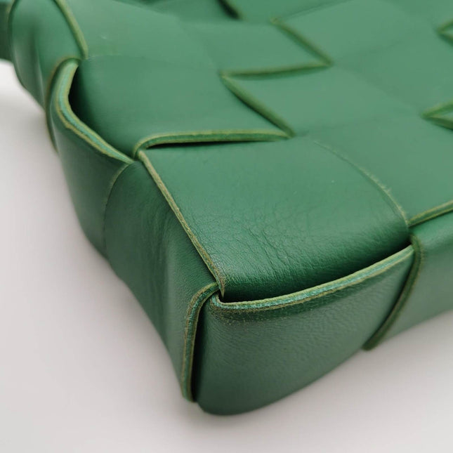 Sold Bottega Veneta Cassette Green Leather Crossbody Bag