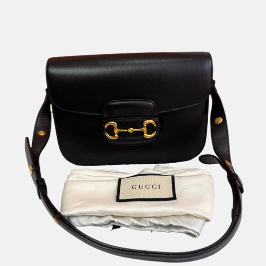 Gucci 1955 Horsebit Bag Small Black Leather-Luxbags