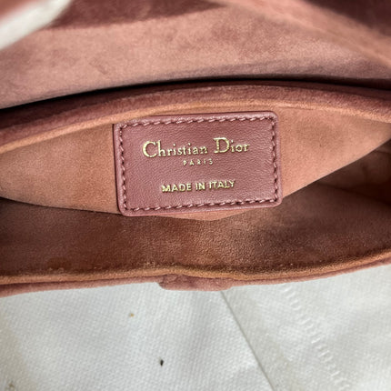 Dior Saddle Mini Pink Velvet Handbag with Crystals