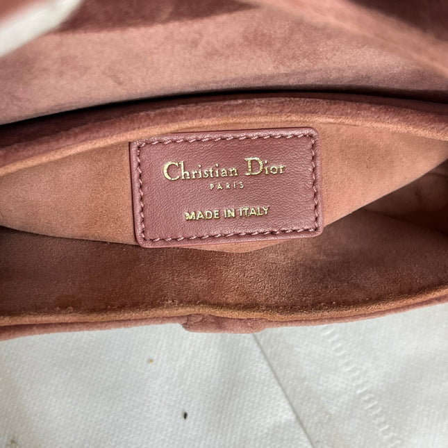 Dior Saddle Mini Pink Velvet Handbag with Crystals
