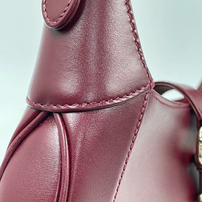 Gucci Jackie 1961 Small Ancora Red Burgundy Leather Shoulder Bag Clasp S24