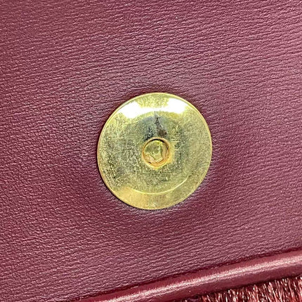 Loewe East West Burgundy Leather Fur Handbag Vintage