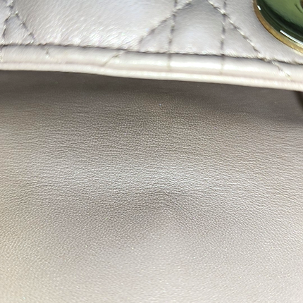 Lady Dior Mini Pearlescent Pink Lambskin Leather Gold HW Chain Strap