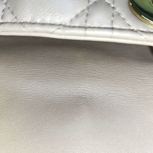 Lady Dior Mini Pearlescent Pink Lambskin Leather Gold HW Chain Strap