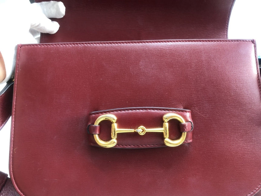 Sold Gucci 1955 Horsebit Leather Shoulder Bag Red Small