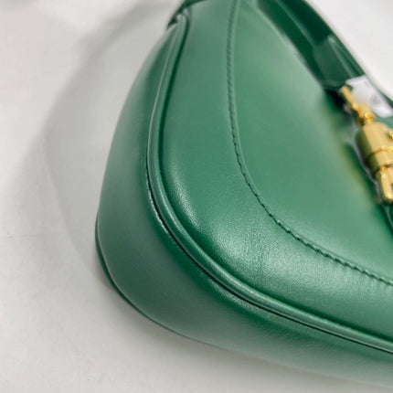 Gucci Jackie 1961 Mini Handbag in Green Leather with Adjustable Strap