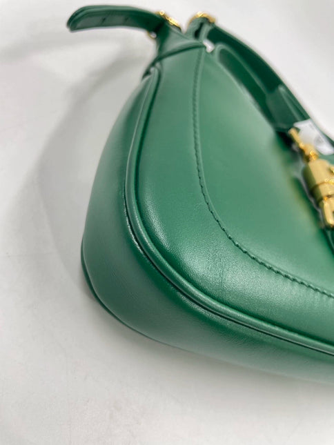 Gucci Jackie 1961 Mini Handbag in Green Leather with Adjustable Strap