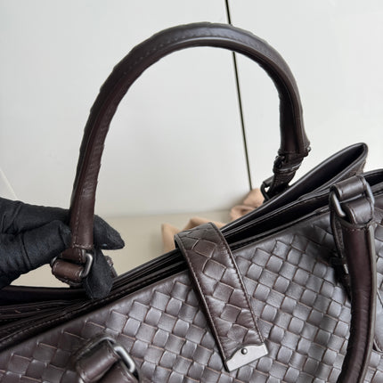 Bottega Veneta Roma Large Intrecciato Nappa Leather Dark Brown 35cm