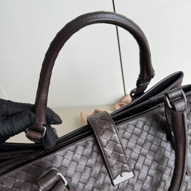 Bottega Veneta Roma Large Intrecciato Nappa Leather Dark Brown 35cm