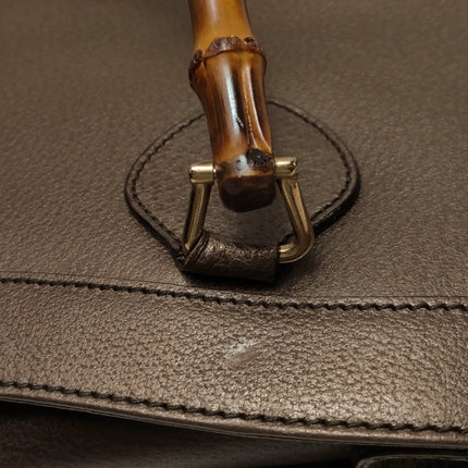 Gucci Diana Vintage Large Metallic Copper Calfskin Leather Bamboo Top Handles Tote Bag