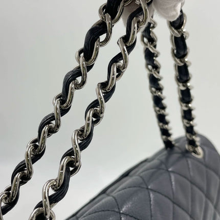Chanel Classic Flap Maxi Black Soft Caviar Leather Silver-tone Hardware Giant CC Logo
