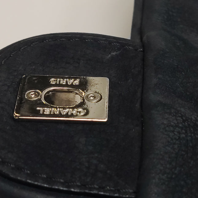 Chanel Nubuck Suede Darjeeling Flap Bag Ultimate Stitch Black Jumbo Bag