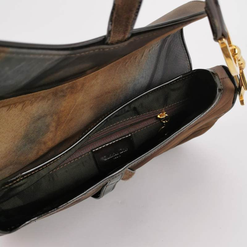 Dior Vintage Double Saddle Printed Nylon Shoulder Bag