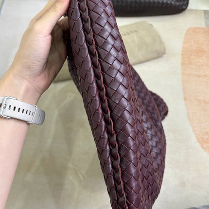 Bottega Veneta Veneta Hobo Burgundy Wine Intreciatto Leather Bag Large 48cm
