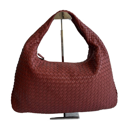 Bottega Veneta Veneta Hobo Medium Brick Red Intrecciato Leather Bag 47cm-Luxbags