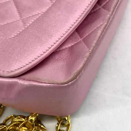 Chanel Diana Flap Bag 1990 Mini Pink Silk Satin Bijou Chain