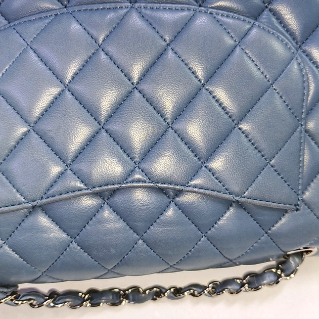 Chanel Timeless Classic Flap Medium Misty Blue Lambskin Leather Silver Hardware, 2012