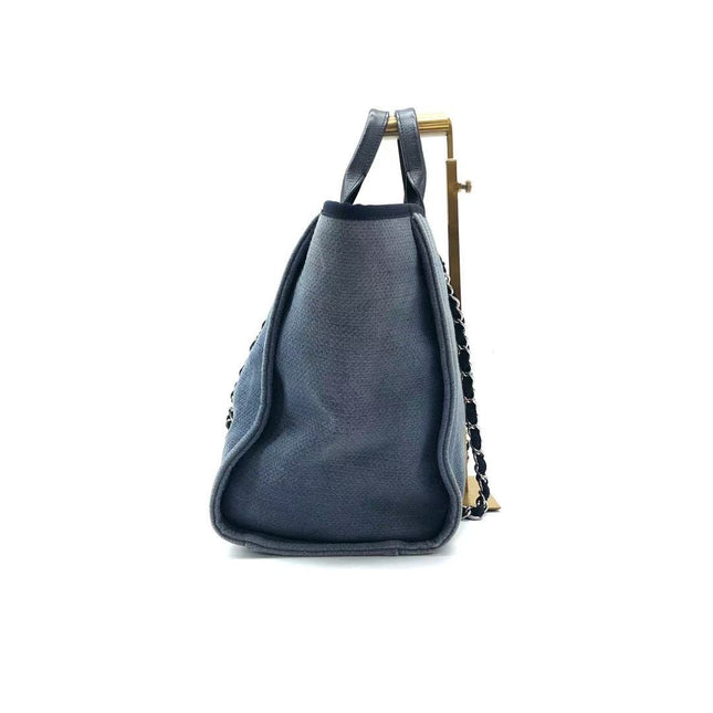 Chanel Deauville Tote Medium Navy Denim Top Handle 2012