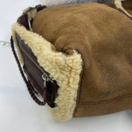 Dior Flight Medium Brown Shearling Leather Shoulder Bag