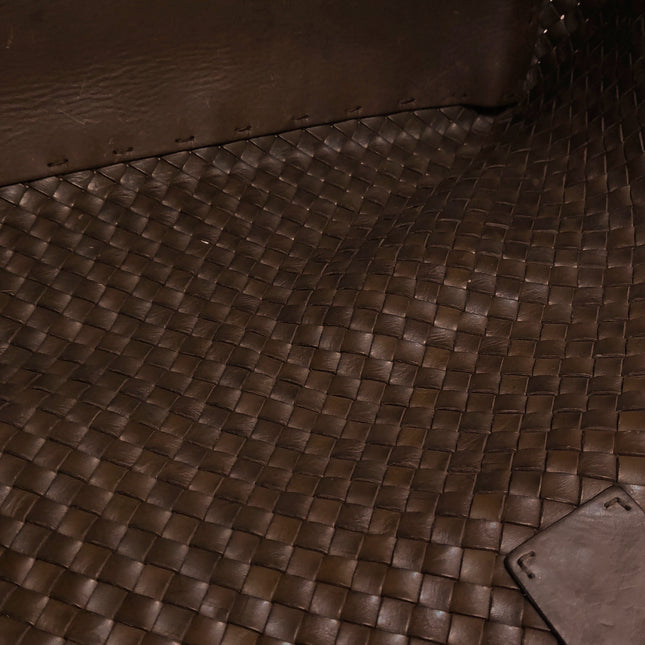 Bottega Veneta Cabat Tote Intreccio Leather Dark Chocolate Brown 44cm