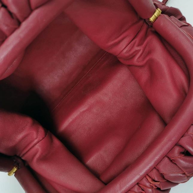 Sold Bottega Veneta Pouch Mini Intrecciato Burgundy Lambskin Leather Crossbody Bag