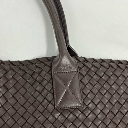 Bottega Veneta Cabat Large Intreccio Leather Tote Bag Dark Chocolate Brown 42cm