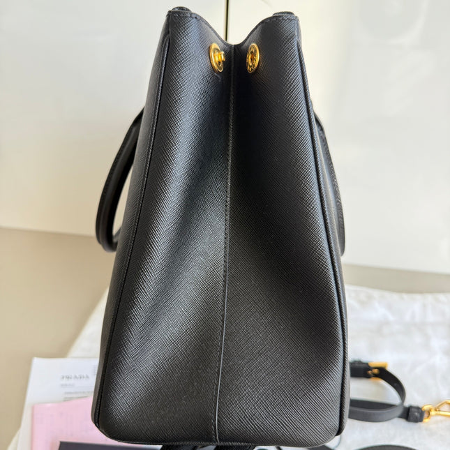 Prada Galleria Saffiano Leather Large Black with Strap
