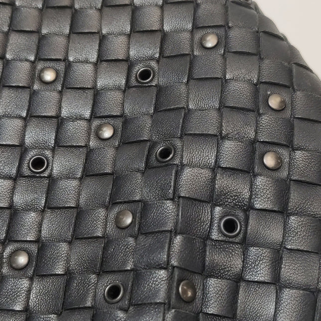 Bottega Veneta Intrecciato Hobo Bag Medium Black leather with Metal Studs 40cm