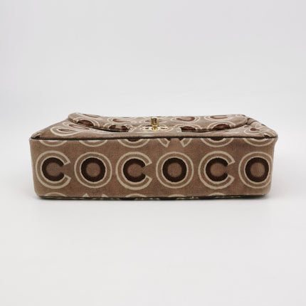 Chanel 2002 Coco Flap Top Handle Box Bag Velvet Grey