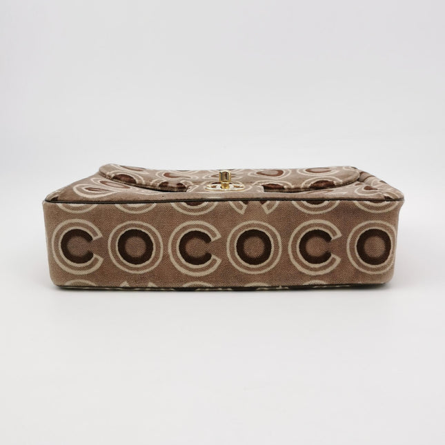 Chanel 2002 Coco Flap Top Handle Box Bag Velvet Grey