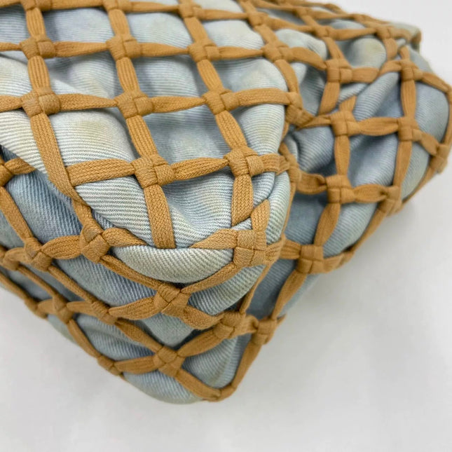 Chanel Jumbo Canebiers Net Knots Flap Blue Denim