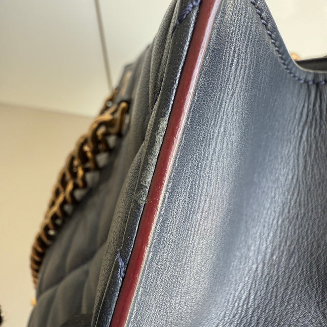 Chanel Perfect Edge Tote Quilted Navy Leather Antique Gold Hardware