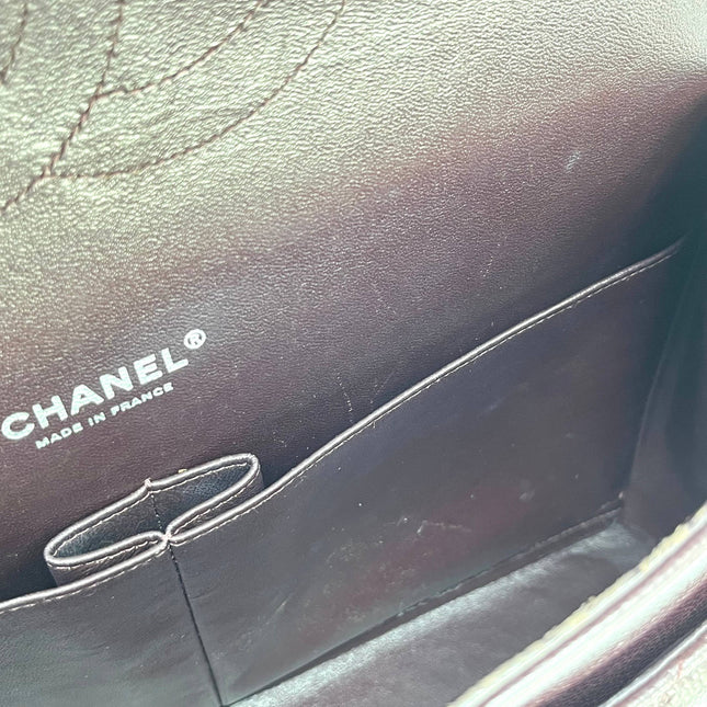 Chanel Classic Flap Jumbo Purple Caviar Leather Double Flap Silver Hardware