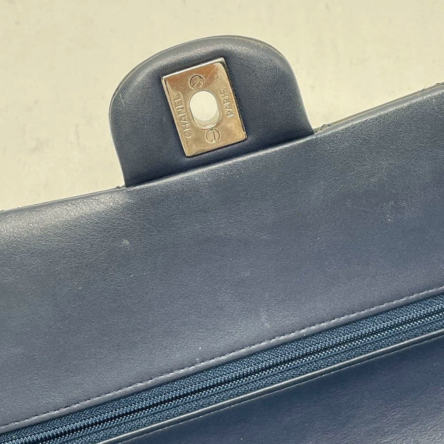 Chanel Classic Flap Medium Dark Green Patent Leather Silver Hardware, 2014-2015