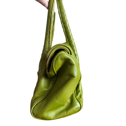 Bottega Veneta Lime Green Intrecciato Leather Hand Bag
