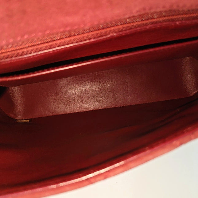 Chanel Vintage Medium Flap Top Handle Bag Burgundy Suede Leather 1997-1999