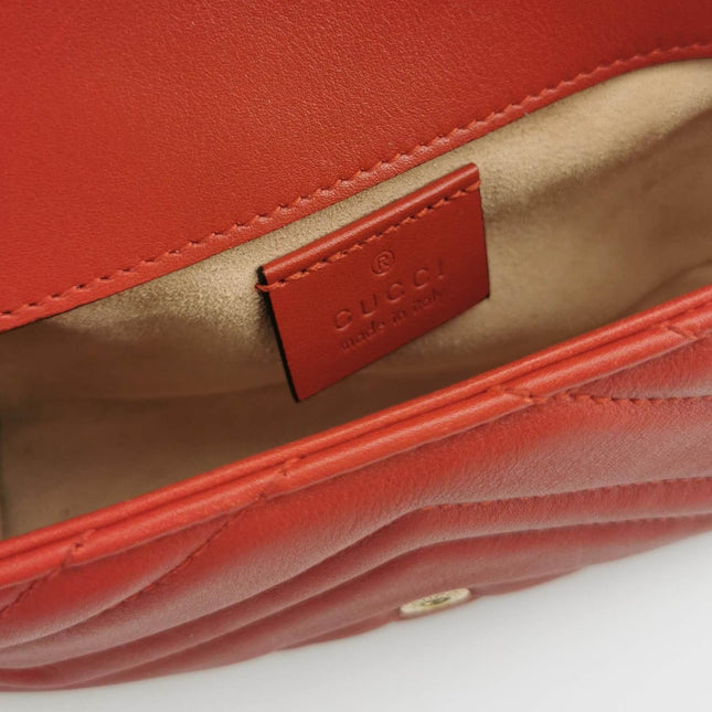 Sold Gucci Marmont Super Mini Flap Leather Bag Red Leather