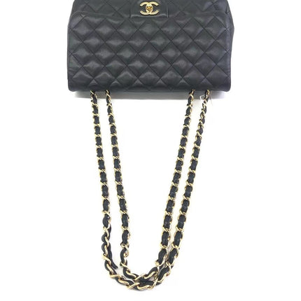 Sold Chanel Classic Flap Jumbo Black Lambskin Leather Single Flap with Gold Hardware