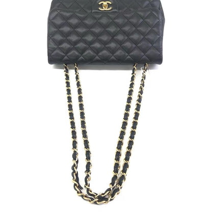 Sold Chanel Classic Flap Jumbo Black Lambskin Leather Single Flap with Gold Hardware