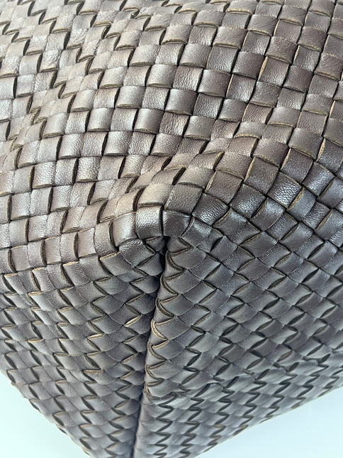Bottega Veneta Cabat Tote Intreccio Leather Dark Chocolate Brown 40cm