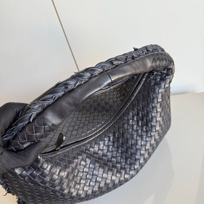 Bottega Veneta Intrecciato Hobo Bag Medium Black Navy Leather 47cm