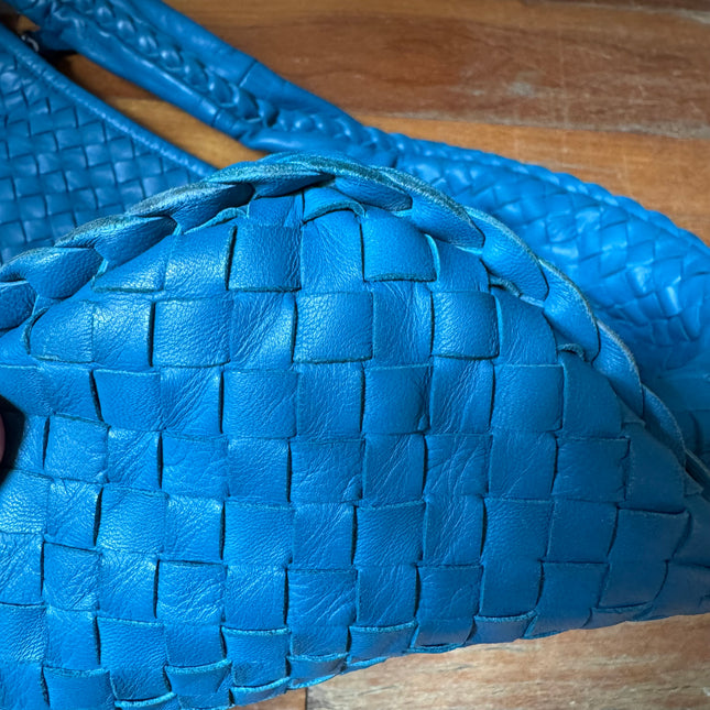 Bottega Veneta Veneta Hobo Blue Navy Intreciatto Leather Bag Large 47cm