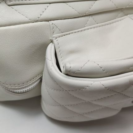Chanel Cambon Multi-pocket Ligne Reporter Bag Large White Calfskin Leather