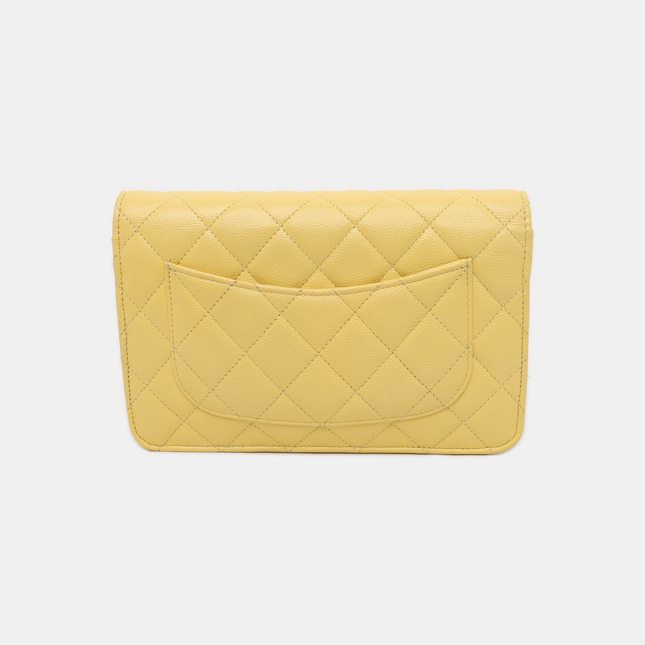 Chanel Wallet on Chain Classic Flap Yellow Caviar Leather Gold Hardware