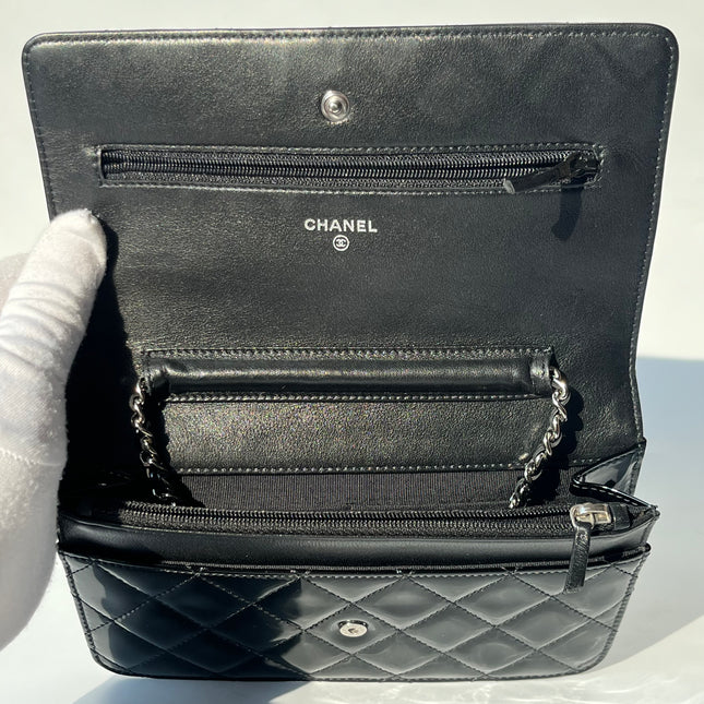 Chanel Wallet on Chain Classic Flap Black Patent Leather